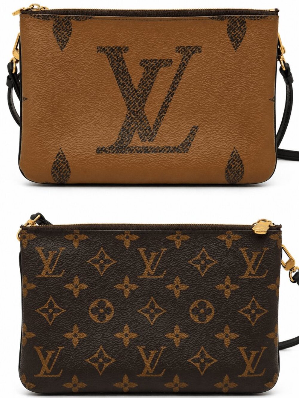 Louis Vuitton Double Zip Pochette – Reverse Monogram Giant | Crossbody Clutch